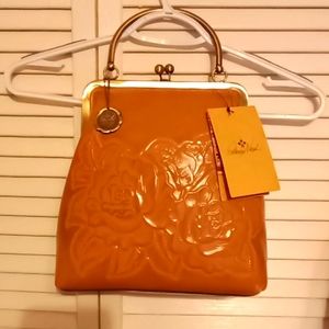 Patricia Nash Novella Biscuit Rose Tooled Veg Tan 10th Anniversary Satchel NWT